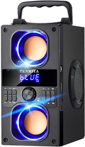 Portable Bluetooth Speakers Bluetooth 5.0 Wireless 100ft Outdoor Speaker with Double Subwoofer Heavy Bass, FM Radio, Lights, Remote, 40W Loud Stereo Bluetooth Speakers for Home Yoga Party Cam