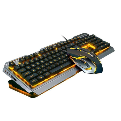 Ninja Dragons Tungsten Gold Metal Frame Gaming Keyboard and Mouse Set - All Of Everything